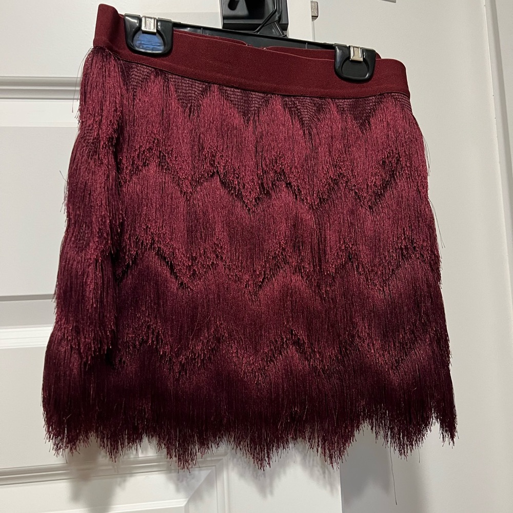 BCBGMAXAZRIA FRINGE MINI SKIRT -XS